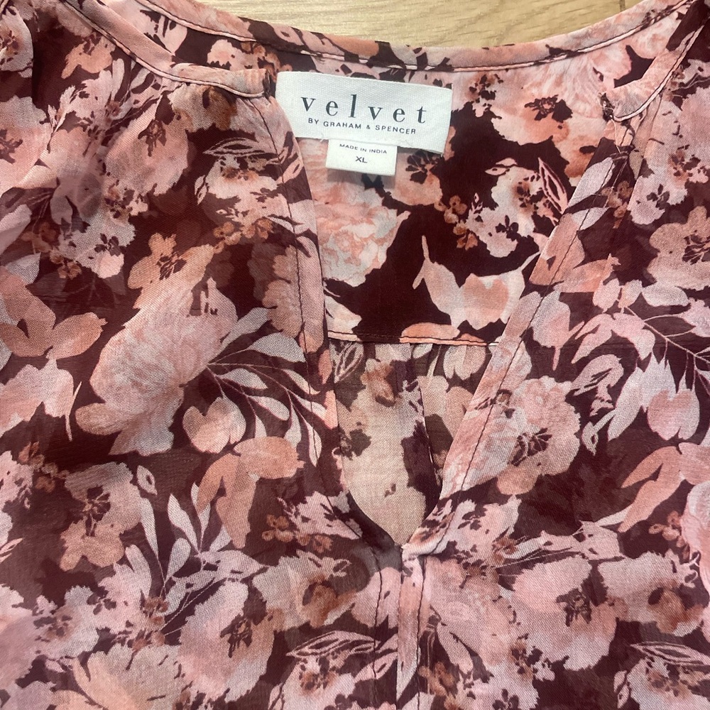 Velvet Pink and Brown Floral Top